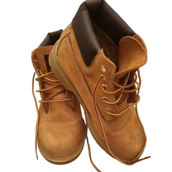 Timberland Size 3 Big Kids Jr. 6" Premium Boot Wheat Nubuck Leather waterproof - Picture 3 of 7